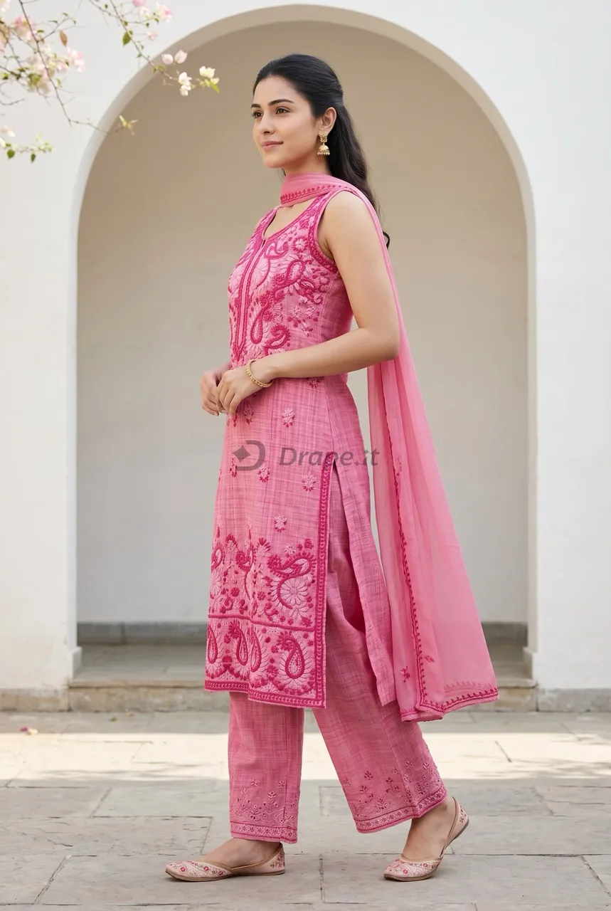 Kurta photoshoot image — model in an embroidered tunic